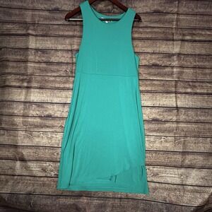 Athleta Women La Palma Dress Size M Tall Green Crossover Hemline Micromodal Knit